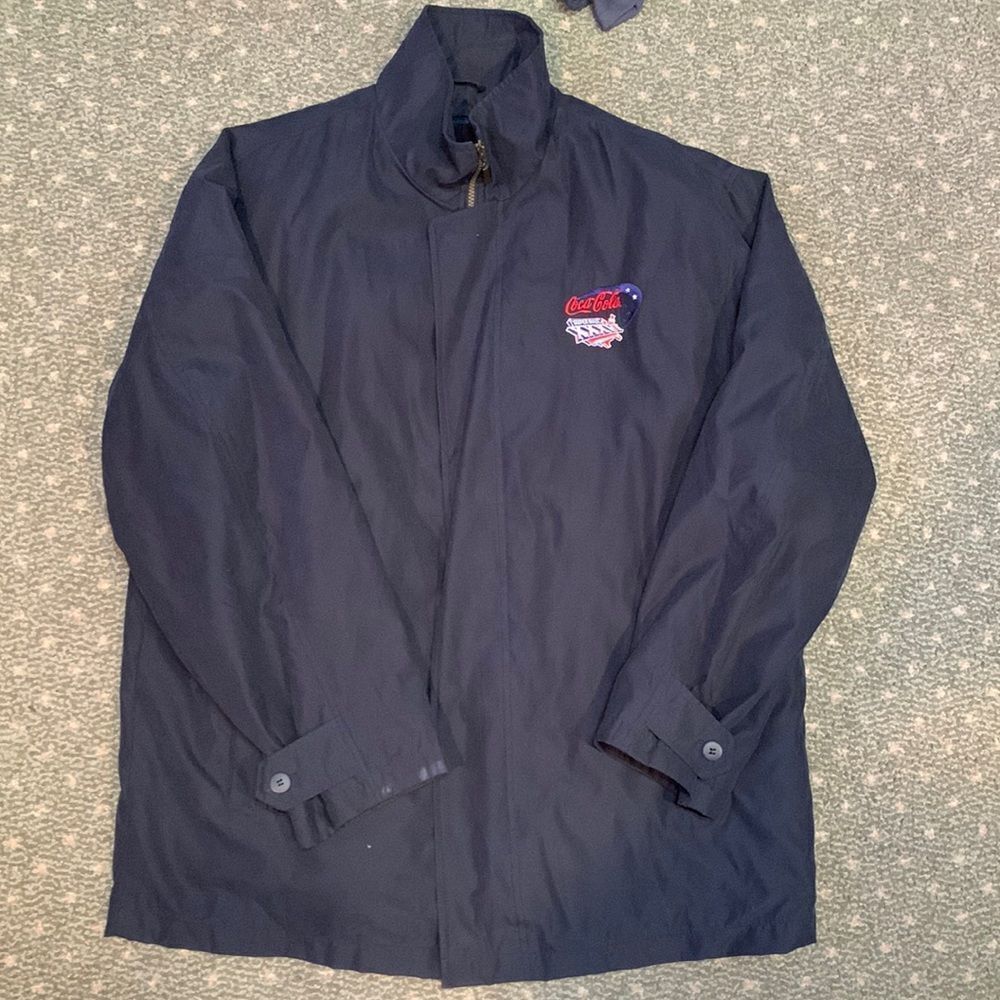 North End Mens Navy Coca-Cola Super Bowl XXXI Embroidered Fleece Lined Jacket L